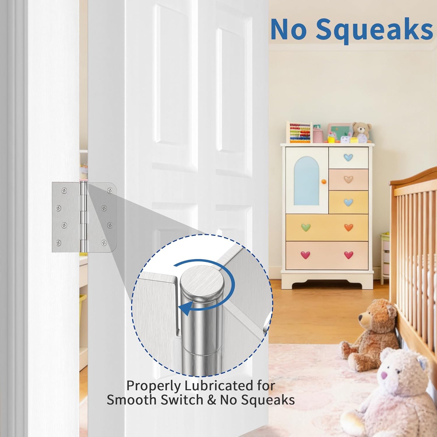 12 Pack Brushed Nickel Door Hinges 4 Inch, Exterior Door Hinges with 5/8" Radius & Square Corners, Removable Pin, Perfect for Heavy-Duty Front & Back Door, Anti-Rust & No Squeaks
