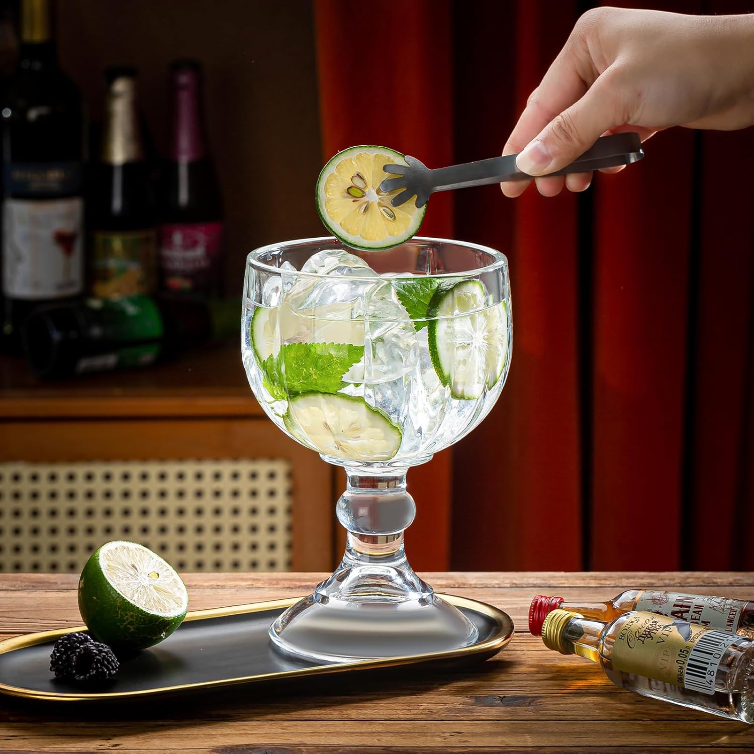 Schooner Beer Glasses, 21.5 Oz Extra Large Margarita Glass Set of 4 With 4 Color Clips, Shrimp Cocktail Glasses Goblet, Large Stemmed Glasses With Thick Bottom, Crystal Clear Bar Glassware - Image 5