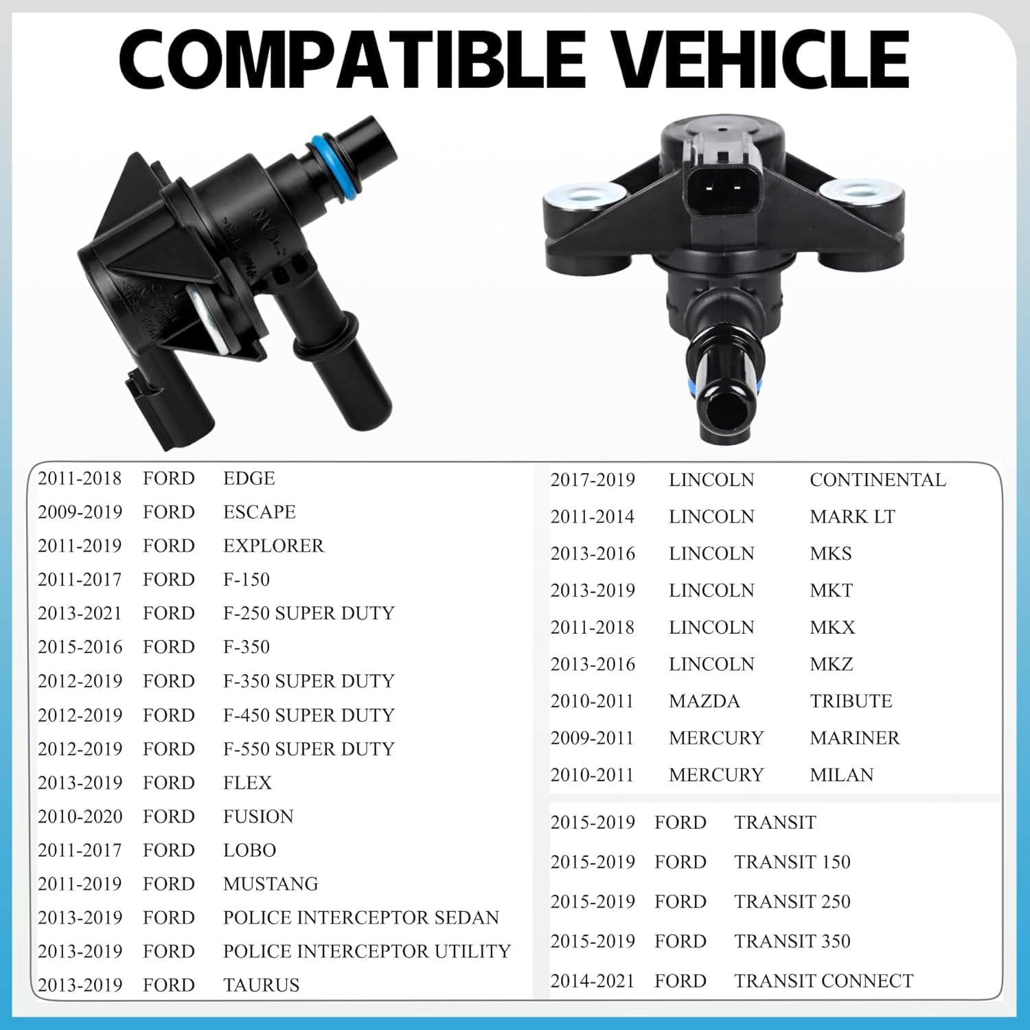 911-222 Vapor Canister Purge Solenoid Valve Fits for Ford Mazda Lincoln Mercury Edge Explorer Escape F150 Focus Fusion Mustang Taurus MKX Replace#CX-2409, AU5Z9C915B, AU5Z-9C915-B, 911222