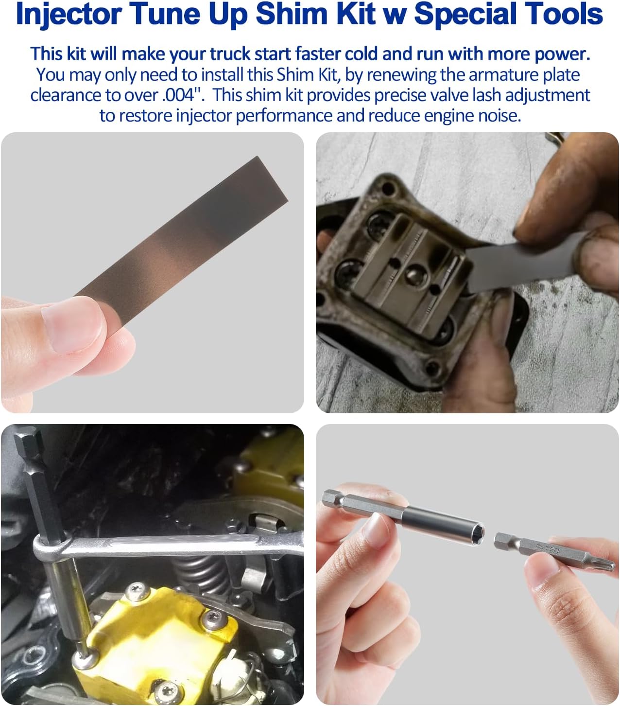 Injector Tune Up Shim Kit fit for Power stroke 7.3L Diesel Engines 1994-2003 with Special Tools, for International T444E/DT466e/1530E, for Cat 3126B, for Perkins 4.5L, 6.0L, & 1300edi