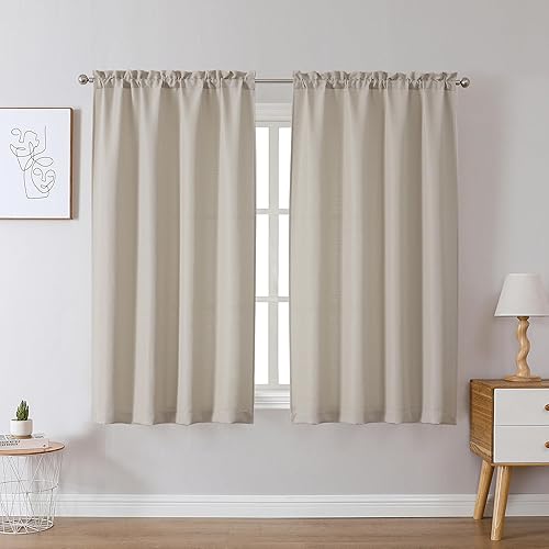 Miniatura 78 de Chyhomenyc Cortinas Rojas Navideñas de 84 Pulgadas de Largo Juego de 2 Paneles, Lino Sintético Texturizado Semi Filtrante de Luz Suave Aireado