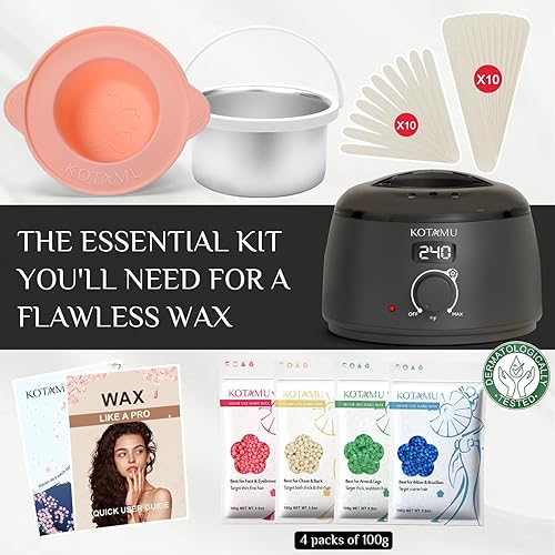 Miniatura 4 de KOTAMU Kit de depilación digital negra para mujeres y hombres, piel sensible, olla de cera dura para cejas, cara, piernas, axilas, depilación suave