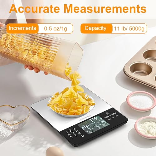 Miniatura 6 de Báscula de alimentos con calculadora nutricional, báscula de calorías, báscula de cocina, peso digital, gramos y onzas, para preparación de comidas