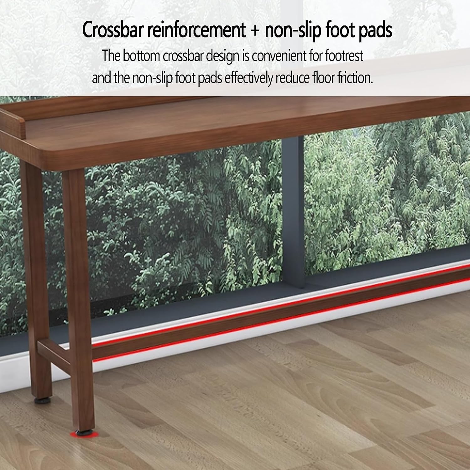 Live Edge Rectangle Kitchen Table – Industrial Counter Height Dining Table with Fence, Pine Top & Solid Wood Base, Narrow Pub Patio Bar Table for Kitchen & Patio, No Stools Includ