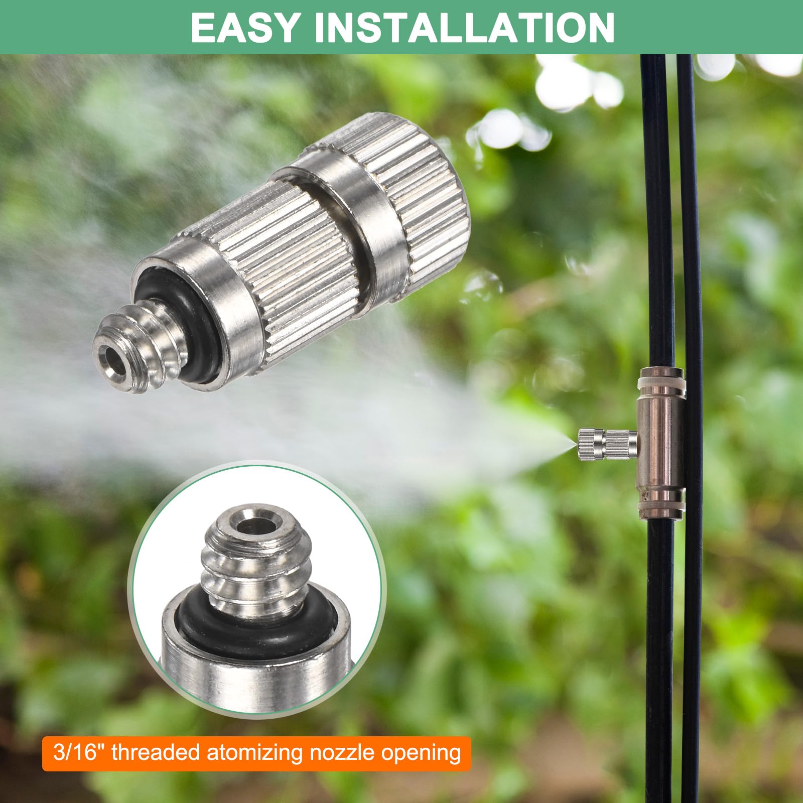 20 sztuk mosiężnych dysz zraszających, dysze zraszające o otworze 0,016"/0,4 mm, głowica dyszy zraszającej wysokociśnieniowej do systemów chłodzenia zewnętrznego/szklarni/ogrodów [3/16]