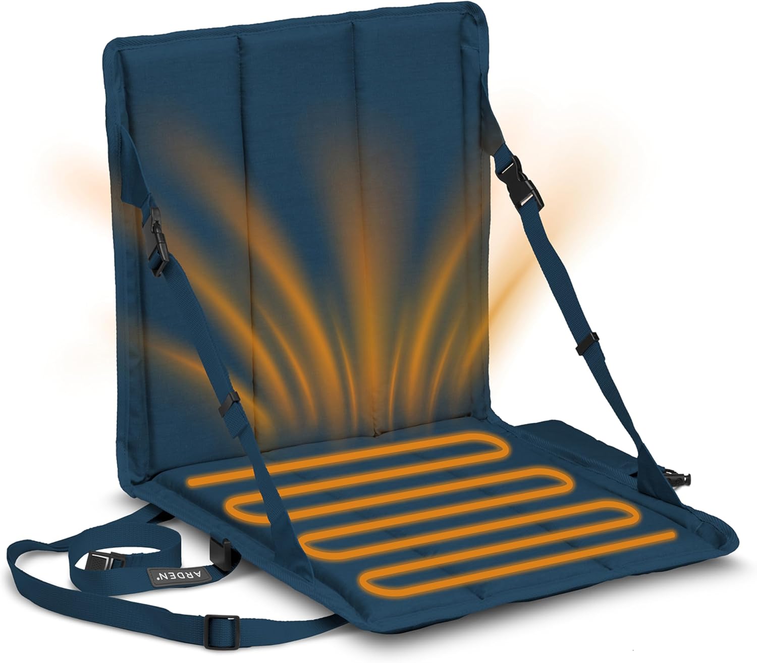 Arden Heated Stadium Seat, Foldable, Lightweight with Carrying Strap, Foam Cushion for Comfort, Adjustable, Back Support, Multi-Functional Use As Stadium Seat or Seat Pad, Navy/Navy