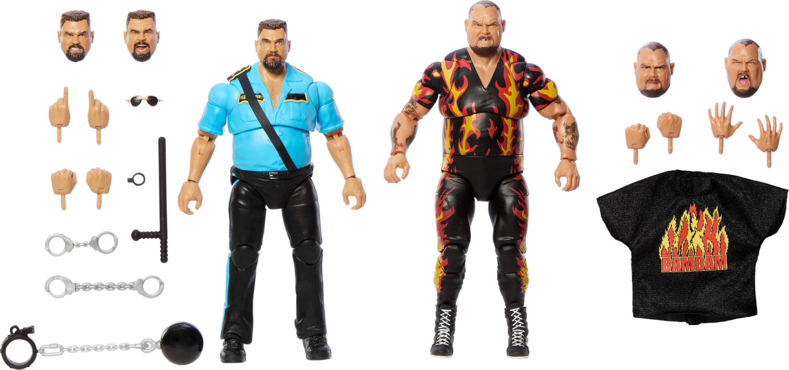 WWE Coliseum Collection Action Figure 2-Pack with Bam Bam Bigelow & Big Boss Man 6-inch Collectibles & Accessories Including Swappable Parts
