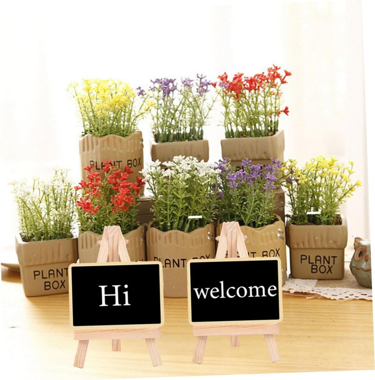 Housoutil 6pcs Decorative Mini Chalkboard Signs with Tripod Stands, Black Chalkboard Label Boards for Party Supplies, Home Décor Message Memo Boards for Food Buffet and Event Use