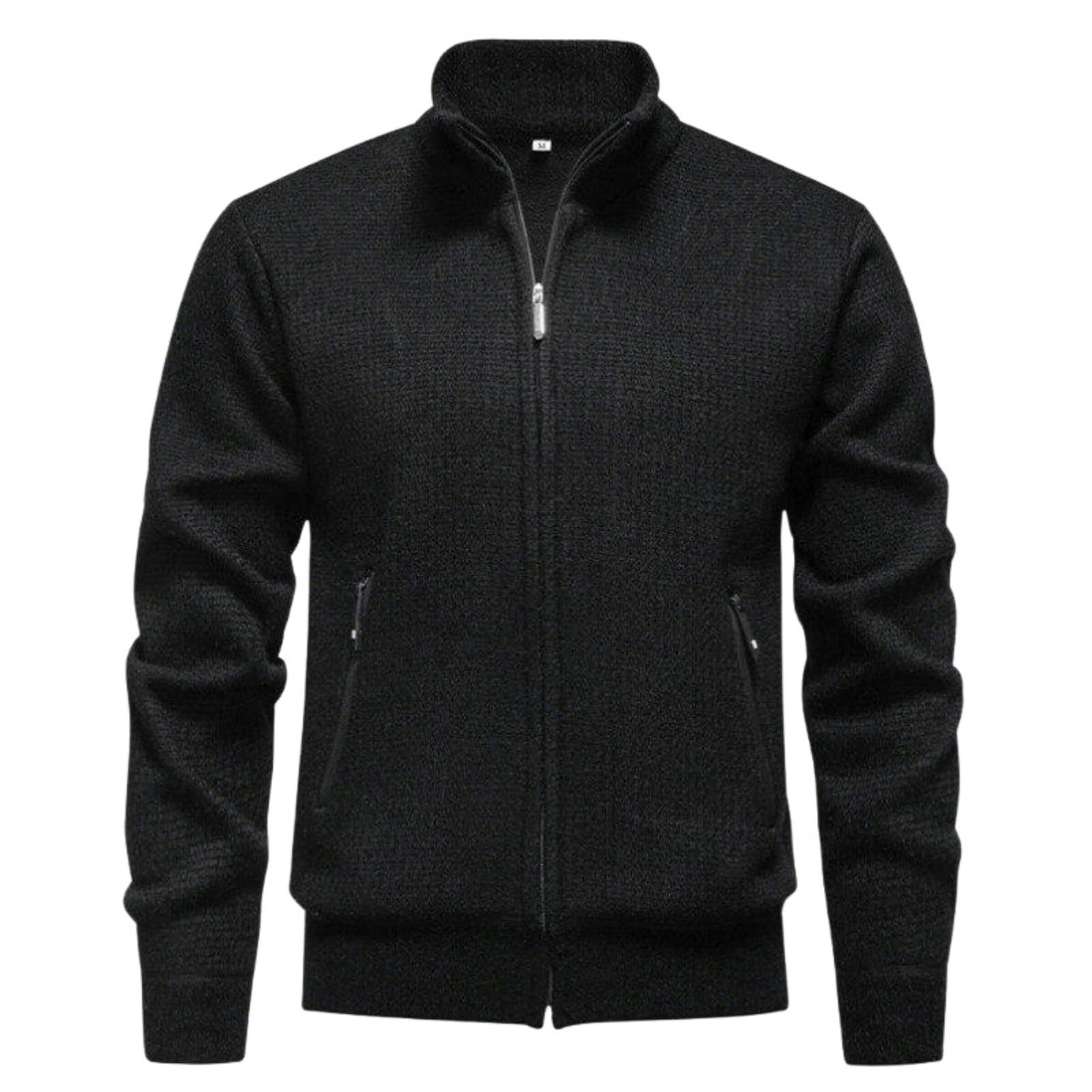 Męski sweter z dzianiny na jesień i zimę, krój slim fit, modny sweter ze stójką