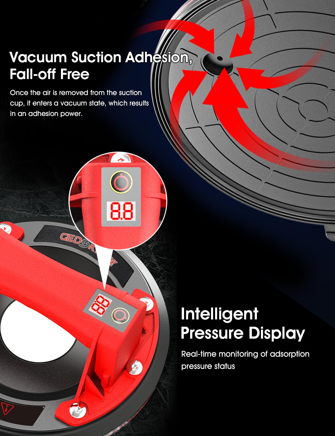 Electric Vacuum Suction Cup 440lb Capacity Lifter 440lbs - Automatic ...