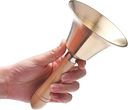 Vista 12 de Campana de llamada de mano de latón macizo extra fuerte con mango de madera