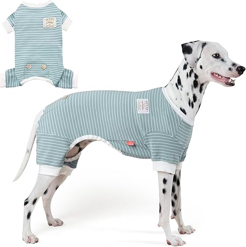 Miniatura 49 de KYEESE Dog Pajamas Soft Striped Pet Jumpsuit Lightweight Doggie Jammies 4 Legs Dog Clothes Stretchable Pajamas Breathable Cozy Outfit Comfortable