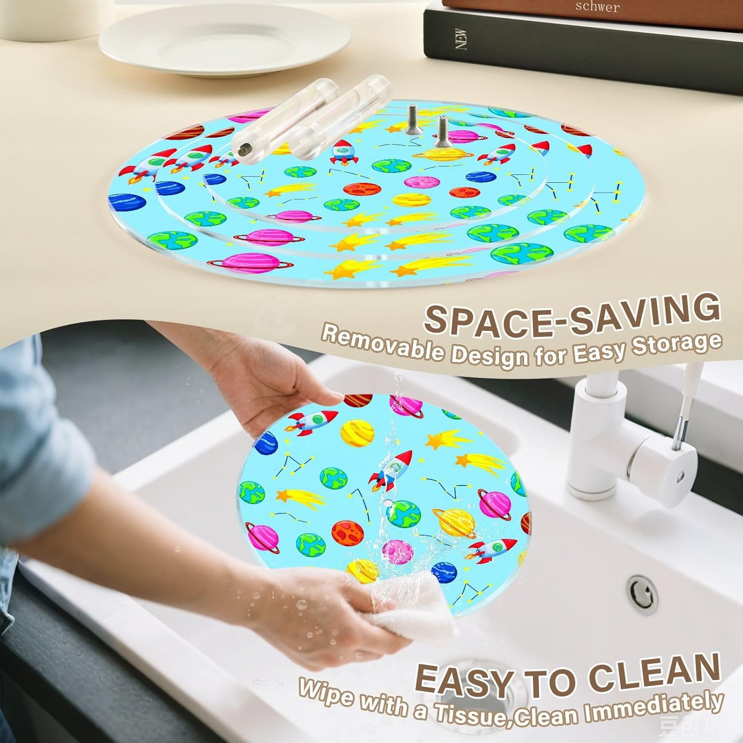 Spaceship Planet Star 3 Tier Acrylic Cupcake Stand, Cupcake Stand for 34 Cupcakes for Weddings, Christmas,Holidays,Parties,Birthday,Printed Cupcake Tower 23300236