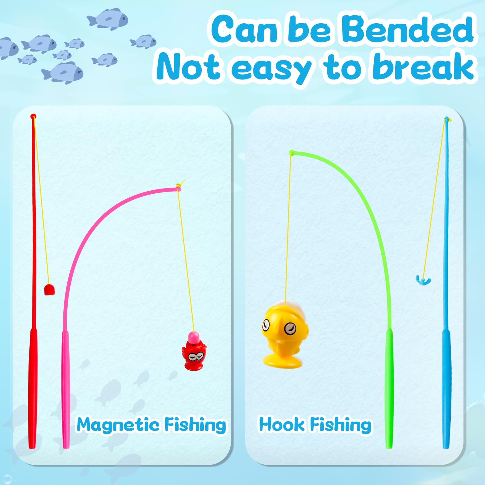 Gioco Pesca Pesci Calamita Giochi, 2 in 1 Magnetico Giocattoli con 26 Pesciolini E 4 Canna da Pesca Regalo Bambini 2 3 4 5 Anni