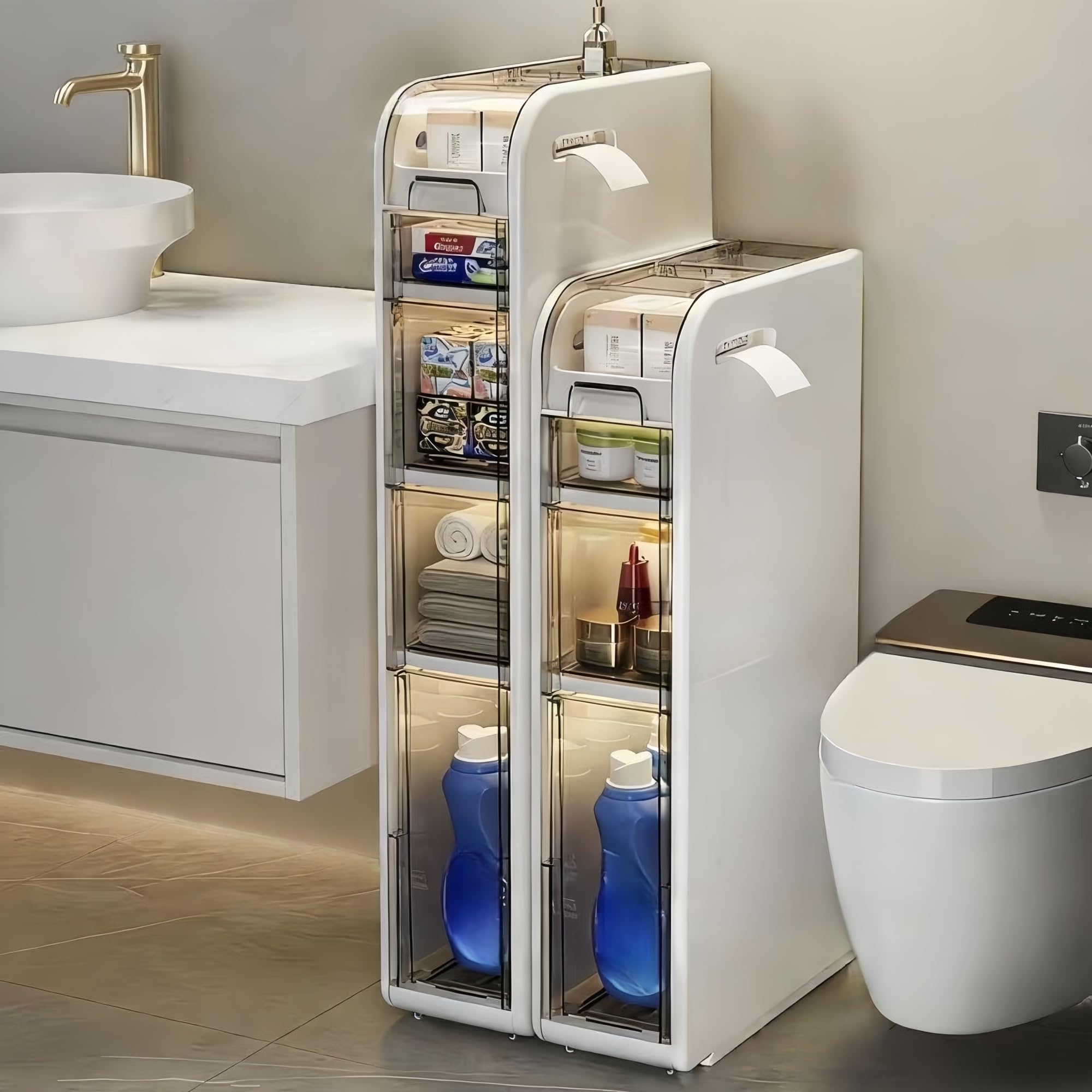 JLFMYD A-3Tiers Slim Bathroom Storage Cabinet