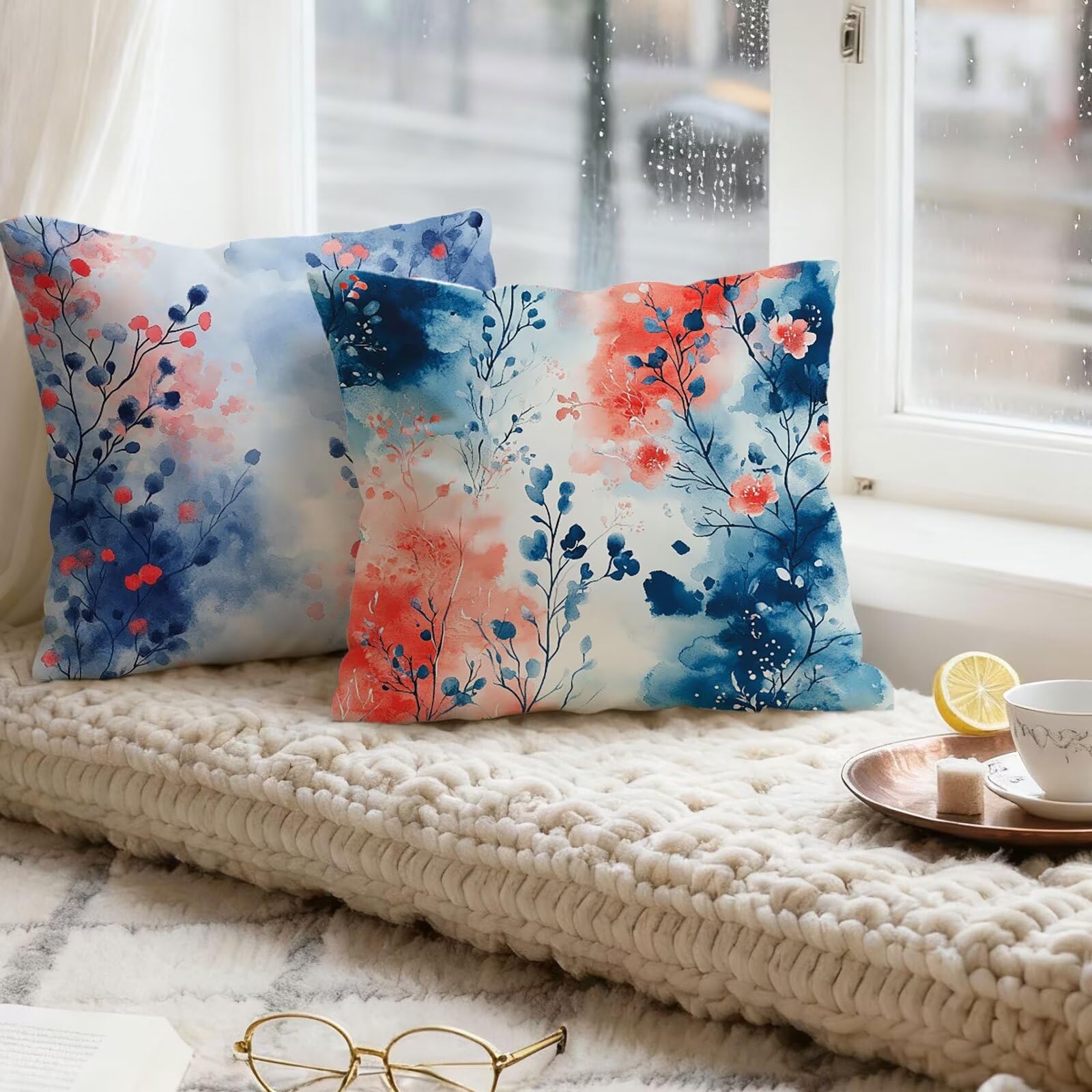 Azul Funda Cojin 60x60 Rojo Funda Almohada 60x60 Cojines Sofa Súper Suave Fundas Cojines Decorativos Fundas Almohadas 4 Piezas Almohada Cervicales y Cuello, para Hogar Cama Salon Decoracion E - 847