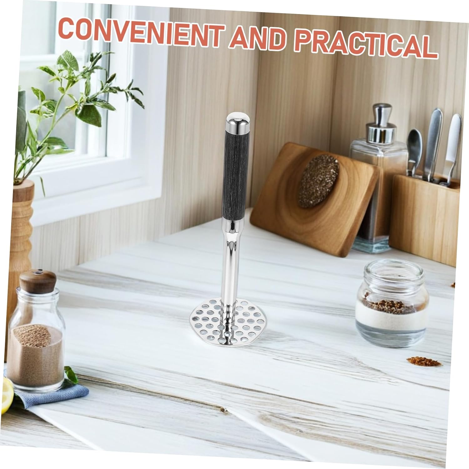 SMASOLO Avocado Masher with Ergonomic Handle Stainless Steel Kitchen Tool for Mashing Potatoes Vegetables and Fruits for Home and Commercial Use