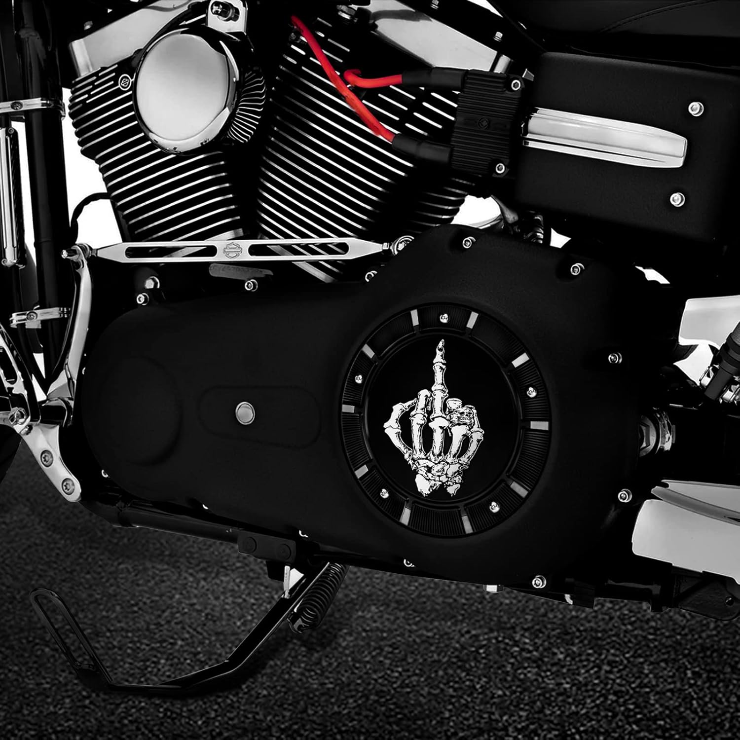 GUAIMI CNC Derby Covers 5-Hole Timer Timing Cover Engine Point Covers for Harley Dyna FLD Street Glide Street Bob FLHTK FLHRS Fatboy FXSTB Road King Fat Bob 1999-2017 - Middle Finger