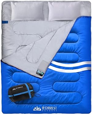 IFORREST Double Sleeping Bag for Adults - 2 Person Cold Weather 3-4 Seasons Camping Bed Extra-Wide Warm -