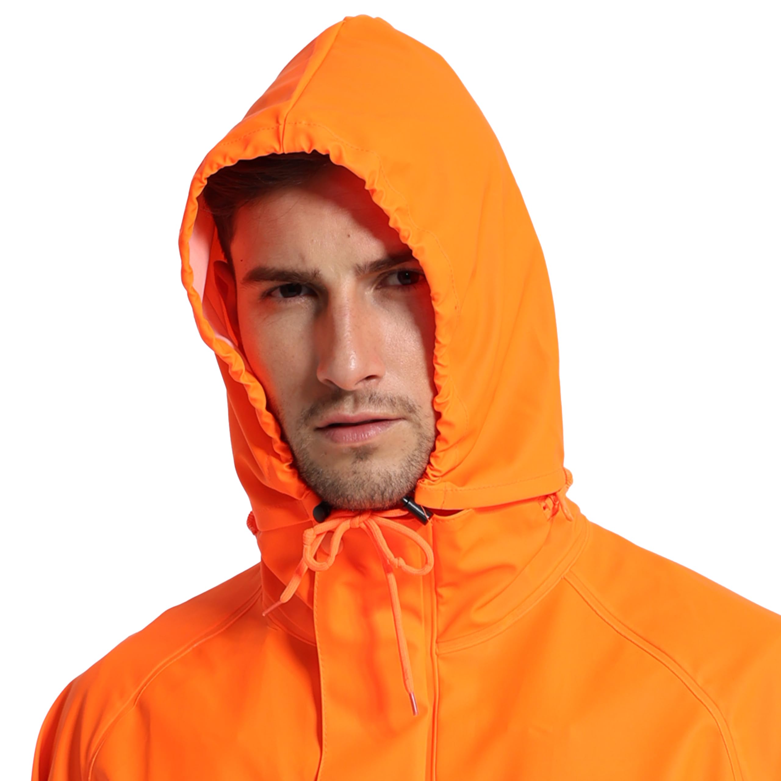 Regenanzug Herren Warnschutz Wasserdicht - PU Regenjacke & Latzhose, Regenbekleidung mit 360° Reflektoren. Ideal für Baustelle, Landwirtschaft, Outdoor