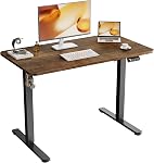 ERGOMAKER 55-inch Electric Standing Desk, Adjustable Height Stand Desk, Sit Stand Desk with Computer Workstation, Rustic Brown