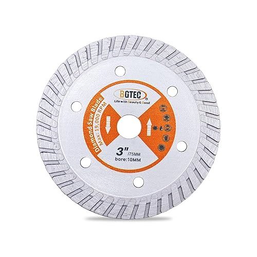 BGTEC Hoja turbo de granito de diamante, disco de corte de 3 pulgadas/2.953 in para hormigón, hormigón reforzado, piedras artificiales duras y