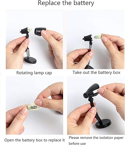 Miniatura 6 de Omeet Paquete de 2 mini lámparas LED de mesa con diseño de dinosaurios, lámparas de libro de lectura para el hogar, habitación, computadora, luces