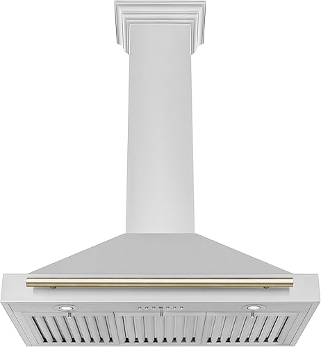Miniatura 4 de ZLINE - Campana extractora convertible de acero inoxidable de 36 pulgadas con carcasa de acero inoxidable y detalles de oro pulido (KB4STZ-36-G)