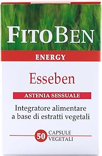 Fitoben | Esseben Integratore Naturale per Astenia, per Uomo e Donna, con Tribulus, Ginseng e Dioscorea. 50 Capsule Vegetali.