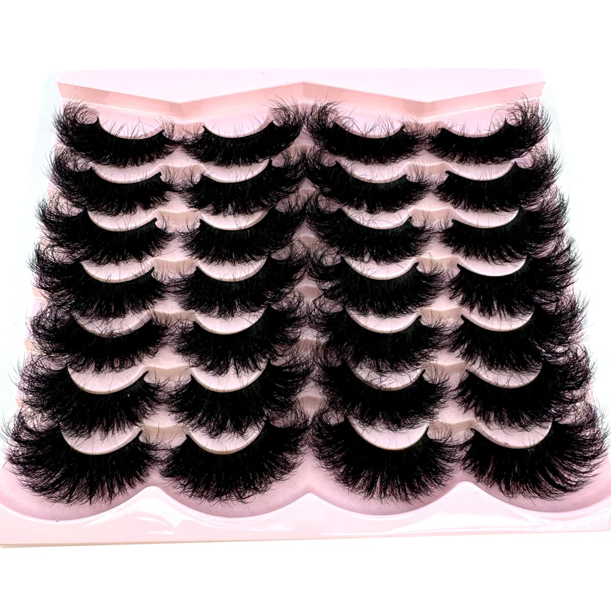 HBZGTLAD 14 Pairs Faux Mink Lashes - Russian Volume Cat Eye Strips, Fox Eye Dramatic Fake Eyelashes, Wispy Long Extension Style, Natural to Glam Look