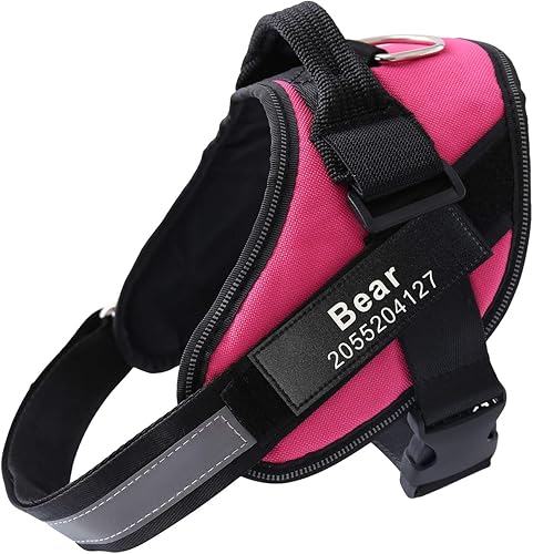 HOTGOL Arnés personalizado para perro sin tirones con nombre personalizado y etiqueta de número de teléfono, chaleco reflectante transpirable