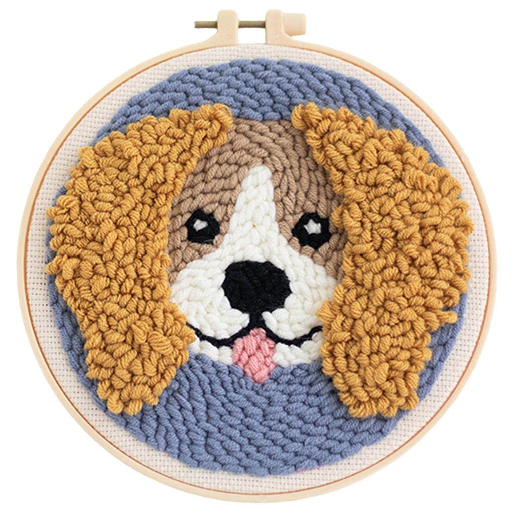 Punch Needle Kit DIY Needlework Animal Dog Embroidery for Adult Kid Starter A| Needlecrafts & Yarn | Embroidery & Cross Stitch | Hand Embroidery Kits | Punch Needle Kits