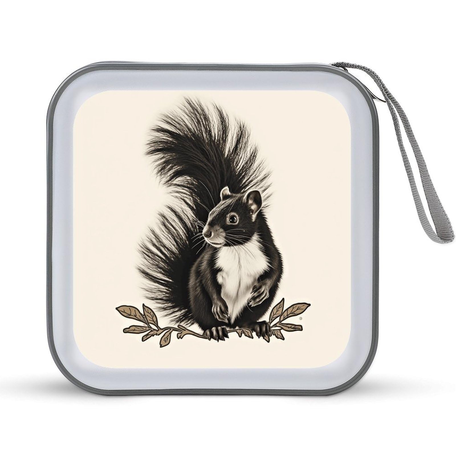 FodPand Skunk CD Case with Zipper 40 Capacity DVD Case Holder Hard Plastic DVD Disc Storage Box Portable Disc Storage Organizer CD Wallet Bag Media Disc Wallet for Car Home