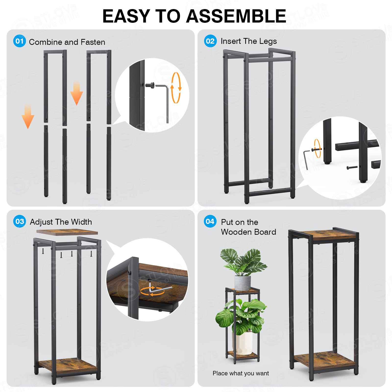 Support à Plantes 2 Niveaux 80cm - Étagère Métal Et Bois Pour Intérieur/Extérieur - Angle Ou Mur