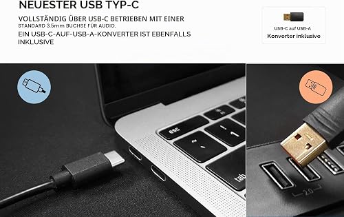 CREATIVE Pebble V2 - Minimalistic 2.0 USB-C Powered Desktop Speakers, 3.5 mm AUX-in, Up to 8W RMS Power for Computers and Laptops, Type-A Adapter Included and Extended Cable (Black) - 3