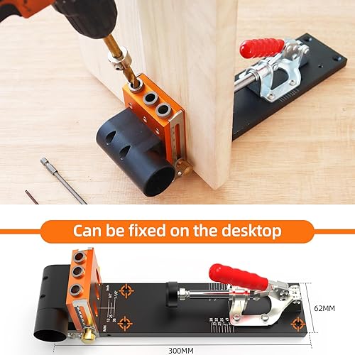 Miniatura 4 de HFM Kit de plantilla de agujero de bolsillo con 3 herramientas de agujero de perforación, plantilla de tornillo de bolsillo, herramienta de