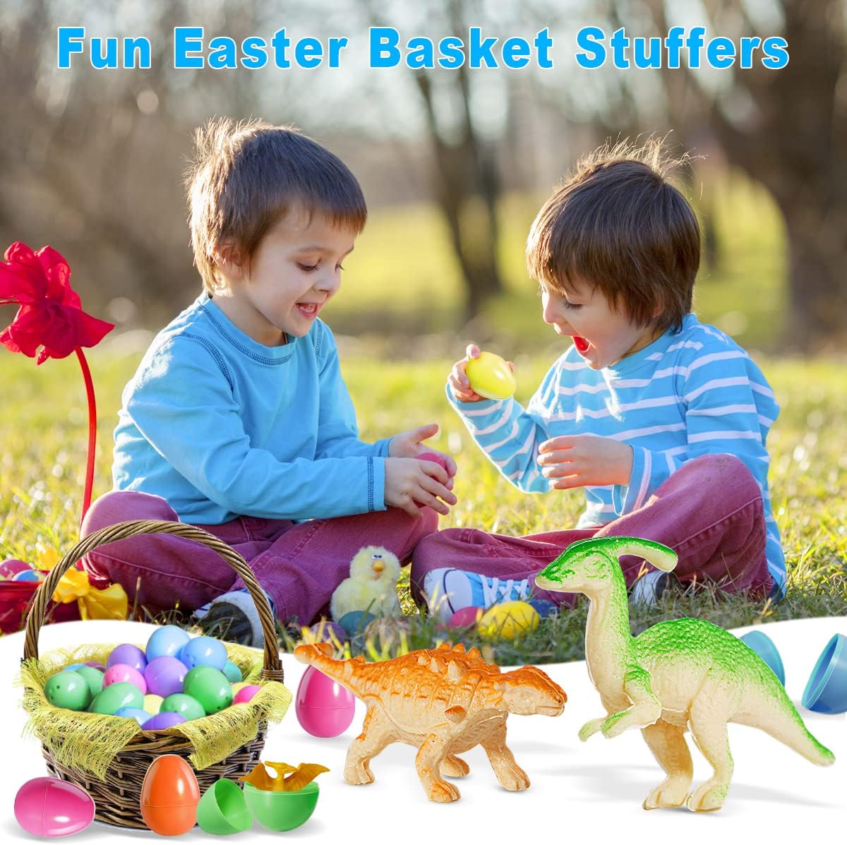 12 Pack Easter Eggs Fillers with Dinosaur Toys, Easter Eggs Prefilled with Mini Dinosaurs, Dinosaur Figures Easter Eggs for Kids Easter Gifts, Egg Hunts, Easter Basket Stuffers, Party Favors (#A) - Image 7