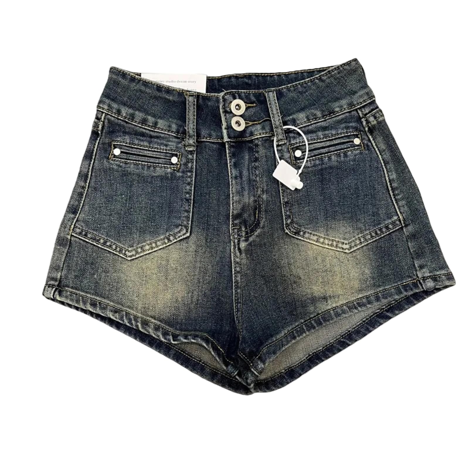 Shorts Jeans Donna Vintage 90s Denim Donne Streetwear Sexy Hip Wrap Estate Alta Vita Tasche Casual Caldo Short-Vintage Blue-m