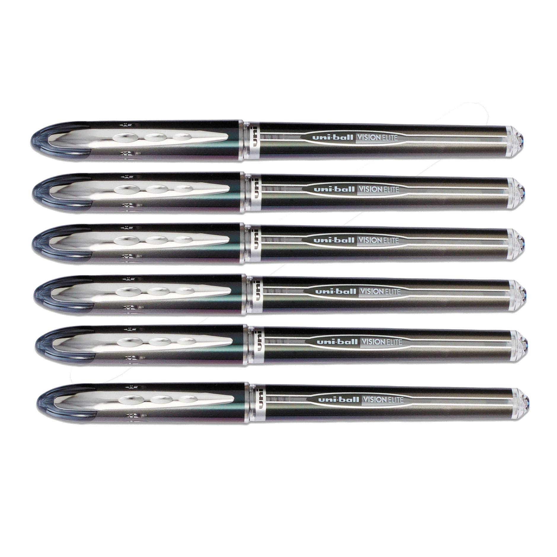 Vision Elite Stick Micro Point, Airplane-Safe, Rollerball Pens, Black Ink, 0.5mm, 6 Pack