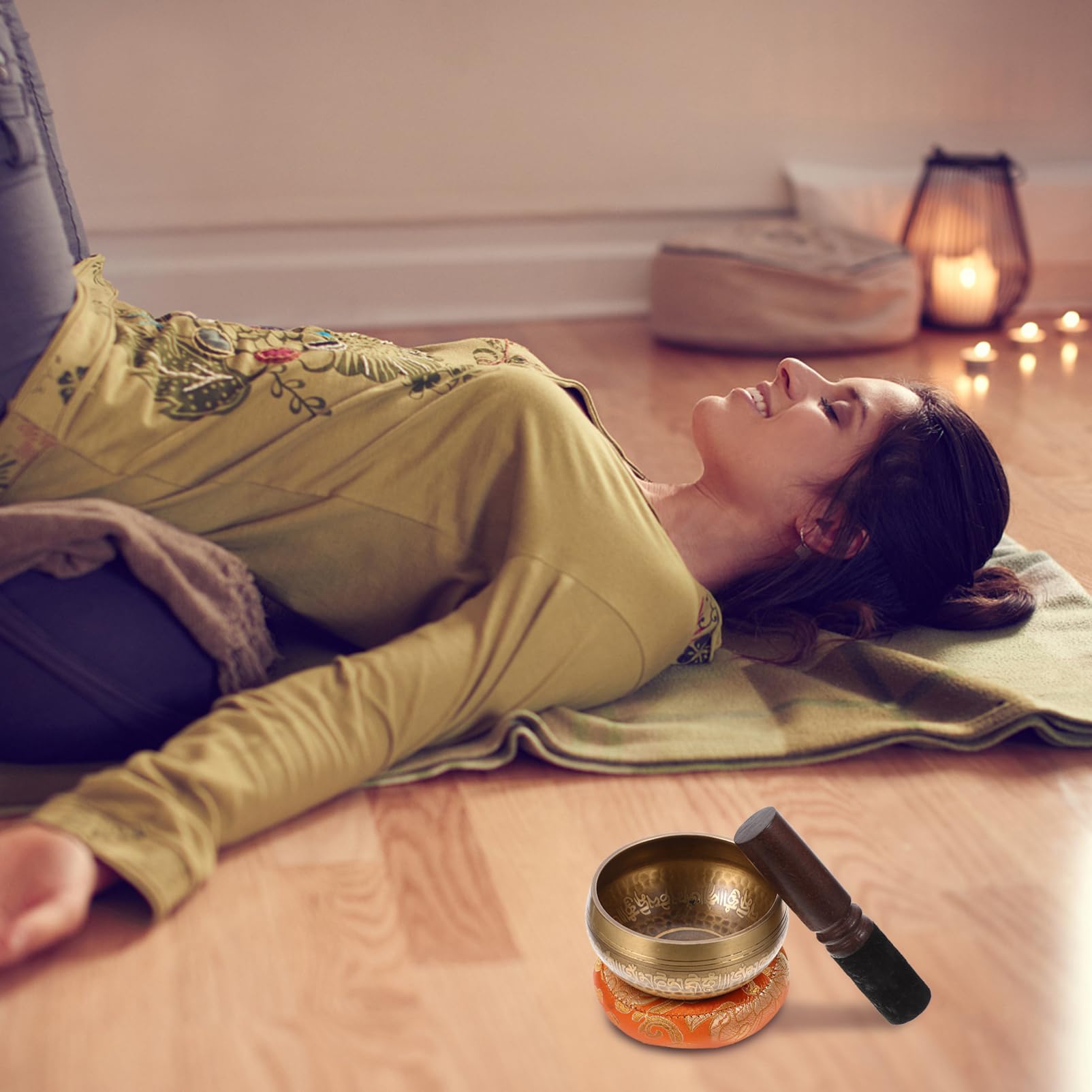 FUNOMOCYA 1Set Singing Bowl Meditation Bowl for Yoga Music Therapy and Mindfulness Practice Includes Striker and Cushion for Home Decor
