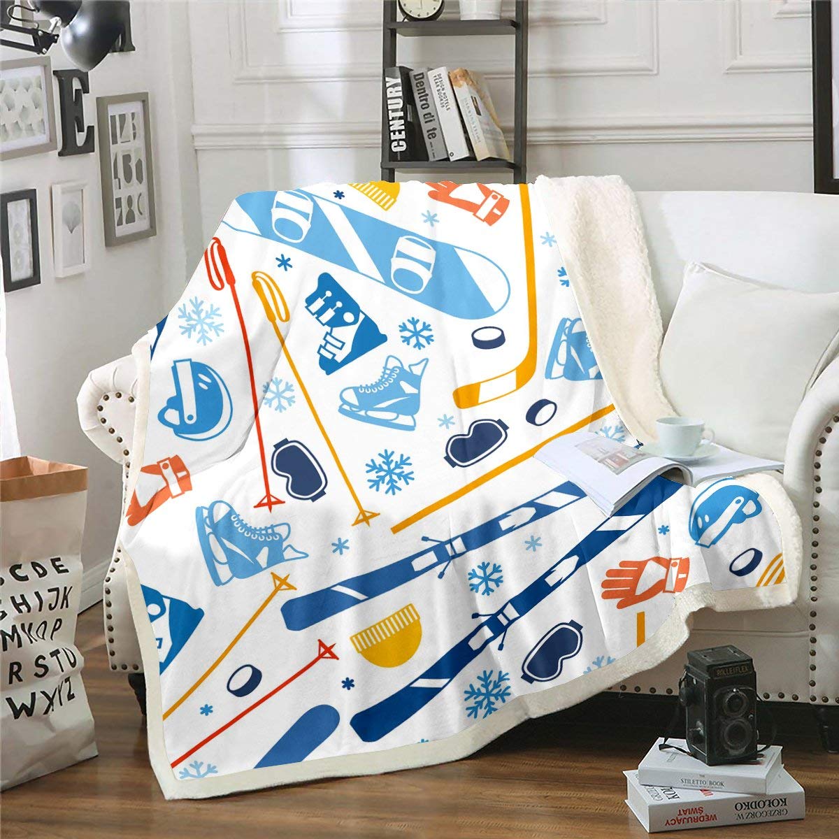 Coperta da skateboard Sherpa per sport estremi in pile per bambini, ragazzi, ragazze, ragazzi, ragazzi, ragazzi, sci, coperta invernale alla per divano letto, king size 200 x 200 cm