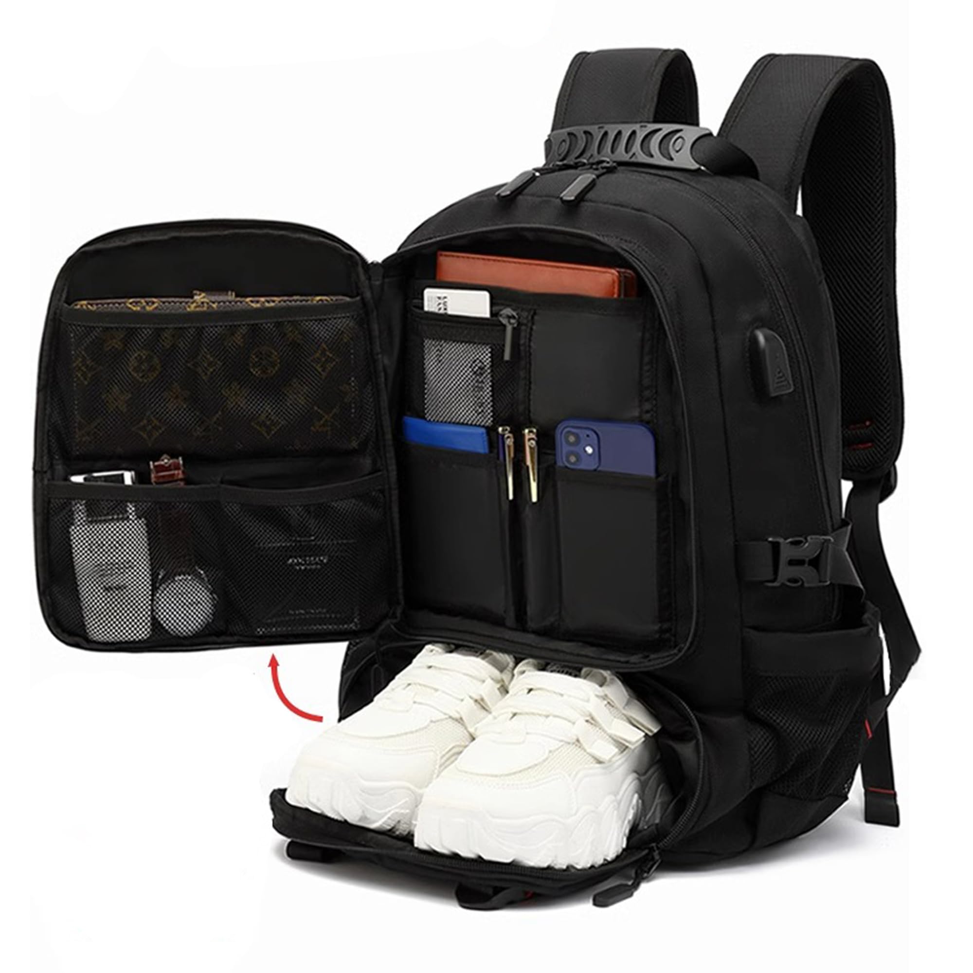 ASEKIHA mochila hombre mujer PC 14/15,6/18,4pulgadas con gran capacidad mochila escolar impermeable 25% de expansión 40/50/80litros ligero actividades escalada viajes desplazamientos A4 unisex