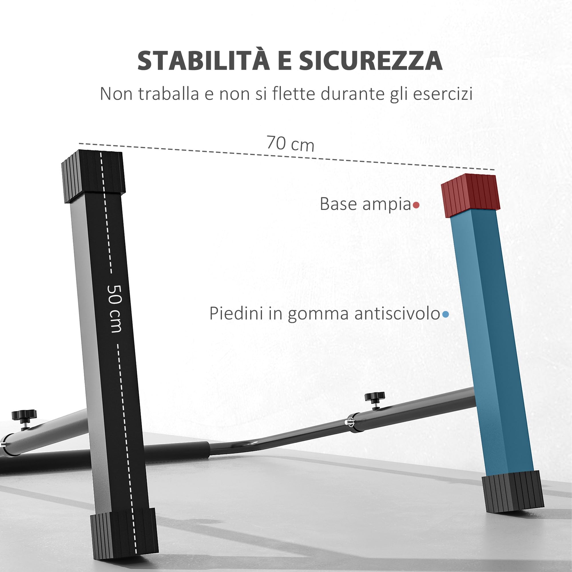 SPORTNOW Set 2 Barre per Dip Regolabile su 4 Altezze con Maniglie Antiscivolo, Push Up Bar in Acciaio, 70x50x80-105 cm, Nero