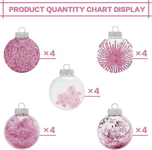 Miniatura 3 de Juego de adornos de Navidad transparentes de 2.36 pulgadas, 30 piezas inastillables decorativas colgantes con relleno delicado, bolas de árbol de