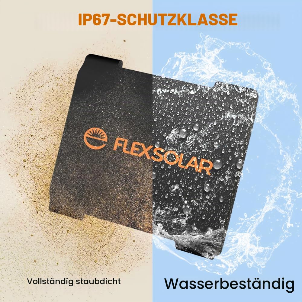 FlexSolar Solarmodul-Ladegerät, 20 W, 5 V, USB-A, USB-C-Ausgang, tragbar, faltbar, kleine Leistung, IP67, wasserdicht, Camping, Rucksackreisen, Wandern, Notfall für Handys, Powerbanks,
