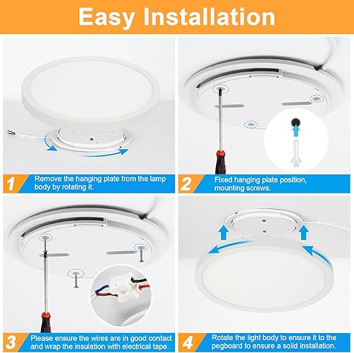 Miniatura 6 de VIPMOON Lámpara de techo LED, 24 W RGB que cambia de color, regulable con control remoto, lámpara de techo redonda de 11 pulgadas para sala de