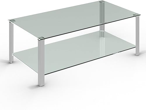 Miniatura 8 de Cortesi Home Melissa - Mesa auxiliar de cristal con doble estante, 20 pulgadas, color plateado