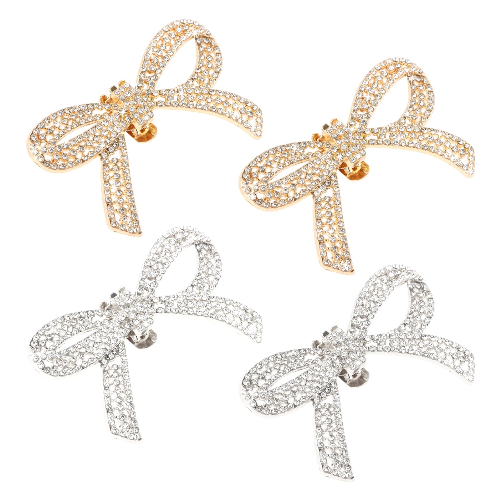 Loyanger 2 Pairs Rhinestone Shoe Clips, Bow Shoe Buckle, Detachable Classic Fashion Sparkling Bow Heels Shoes Charms Bridal Wedding Party Crystal
