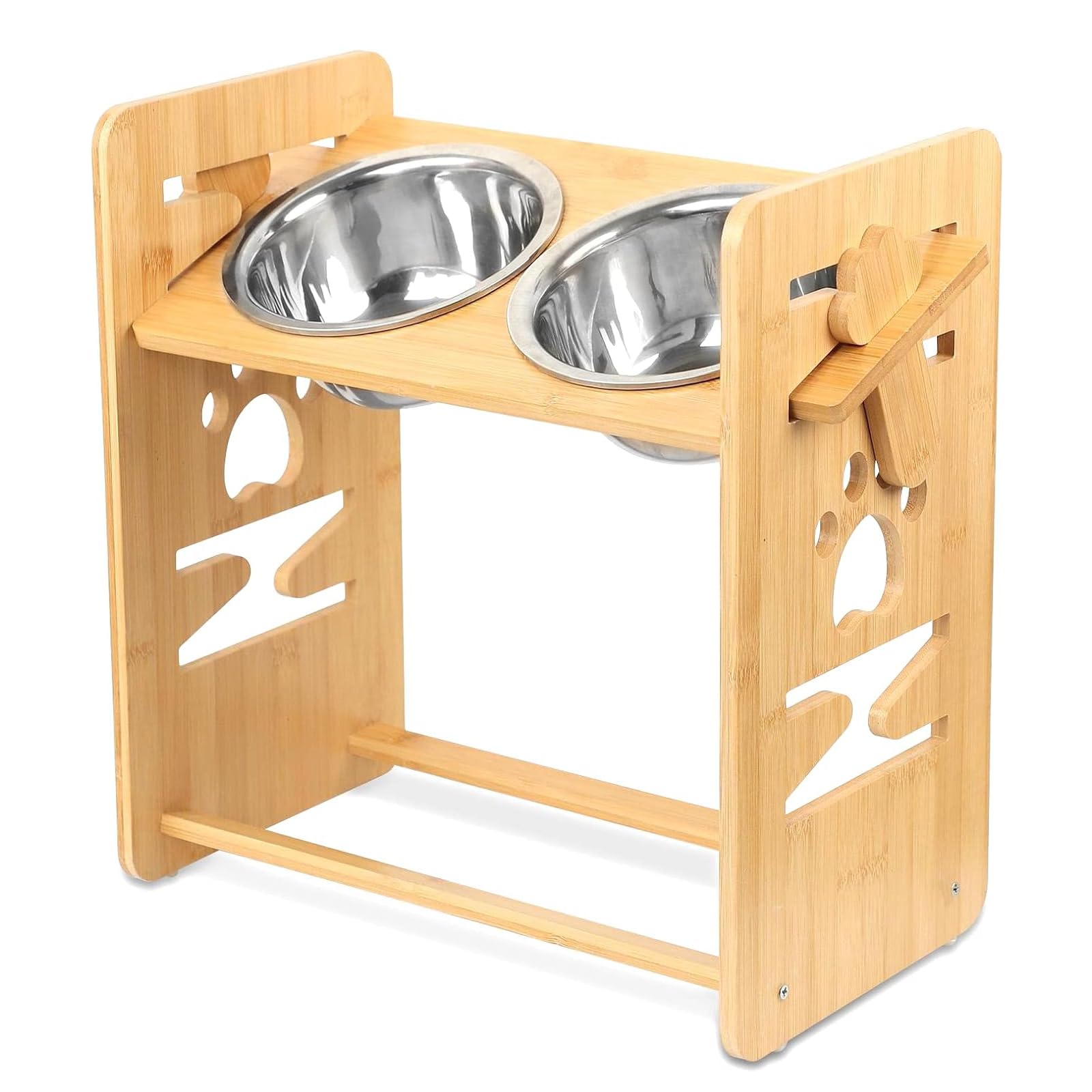 Comedero Perro Elevado,Comederos para Perros, Comedero Elevado de 6 Alturas Ajustables con Cuencos de Acero Inoxidable para Perro Pequeño, Mediano y Grande