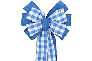Cobalt White Buffalo Plaid Wreath Bow - Package Perfect Bows Made in USA